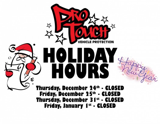 Pro Touch will be Closed Christmas Eve, Christmas Day, New Years Eve and New Years Day