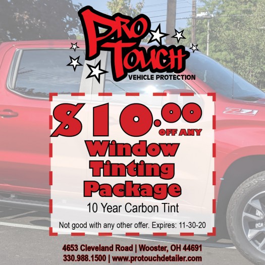 $10.00 Off Window Tinting Package Special Extended through November